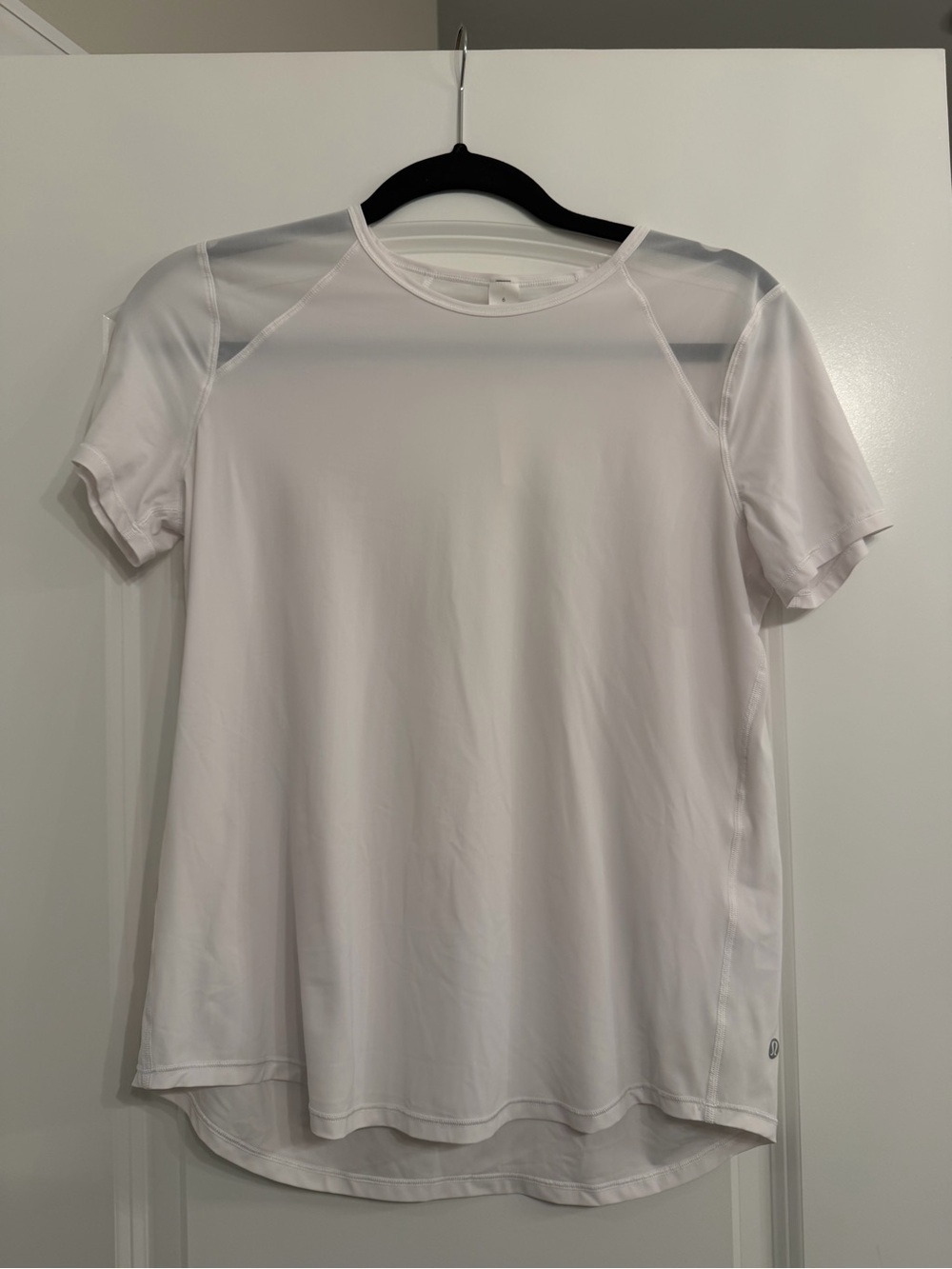 Lululemon Sculpt Short Sleeve Shirt White Size 6 Mesh Back Running Top